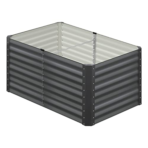 LI LIVSIP Galvanized Raised Garden Bed Set of 2 - Large Rectangular Planter Box for Outdoor Plants Vegetables Flowers Fruits, Gardening Gloves & Pegs Included, 120x80x73CM, Grey