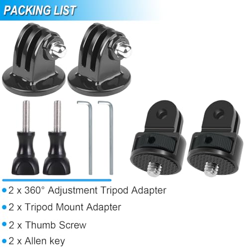 ZHUROUPU for Gopro Tripod Mount Adapter 1/4 cala, adapter do montażu kamery zamiennik kompatybilny z Gopro Hero 10/9/8/7/6/5, do DJI Osmo and Other 1/4 Action Cameras, Ball Adapter, Narzędzia