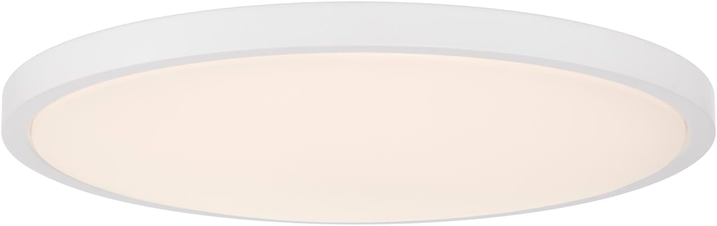 Savoy Lighting Assets 6-3333-20-WH Wet Rated Outdoor Low Profile Round Flush Mount, Integrated LED 50 Watt, 2" H x 20" W, White