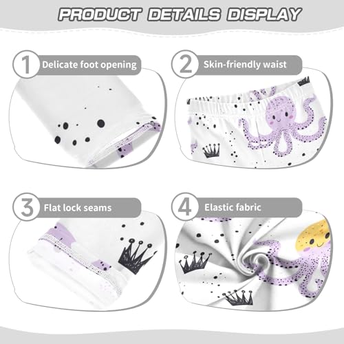 Cute Octopus Purple Girls' Leggings Toddler Doodles Yellow Color Kids Yoga Pants Dance Active Tights 4T3