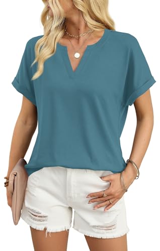 Image of WIHOLL Womens Blouses Spring Tops Short Sleeve Shirts Dressy Casual Summer Vacation Fashion Clothing 2026
