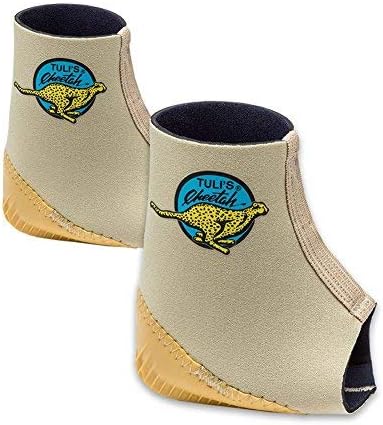 Tuli's Neoprene Cheetah Heel Cup With Compression Ankle Support Sleeve, Foot Protection For Gymnasts And Dancers, Lightweight, Fitted Medium (Pair)