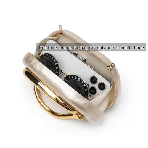 Image of Acrylic Clutch Purse for Women Classic Round Acrylic Evening Handbag Vintage Metal Handlebars Bag for Wedding Party Prom
