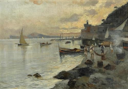 Tableau pêcheurs au coucher du soleil par Edwin Austin Abbey poster 60x90cm