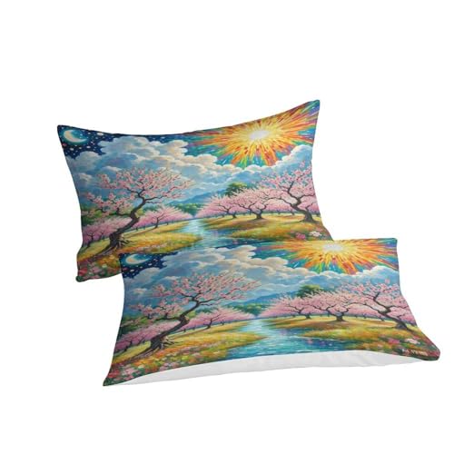Housse de couette 140x200 fleur de pèche microfibre douce parure lit ado fermeture éclair - 3