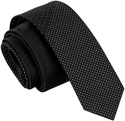 Manoble Men's Black White Polka Dot Necktie 2.17 Inches Slim Ties for Men + Gift Box
