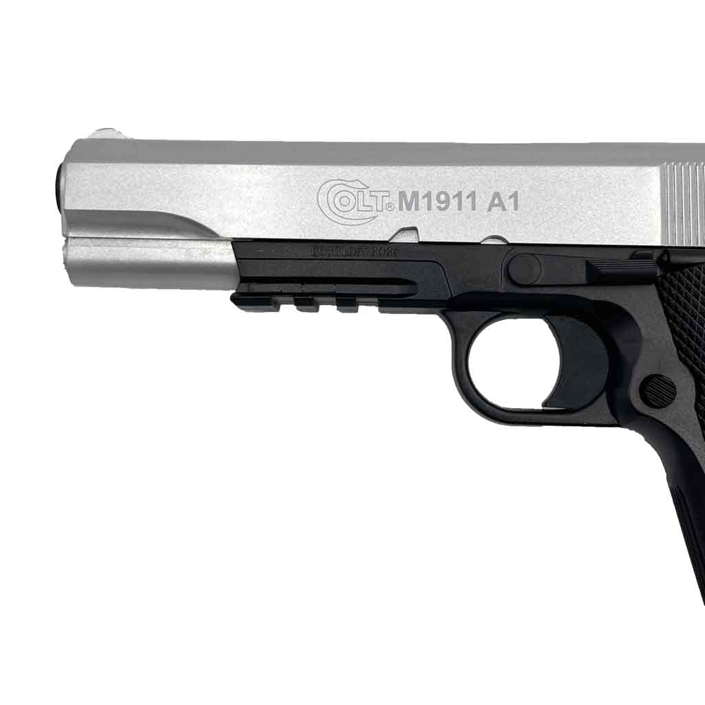 Cybergun Colt 1911 hpa Bicolore Airsoft Palla Pistola-Modello a Molla-Colore: Nero/Argento-Metallo bullone-Potenza 0,5 Joule