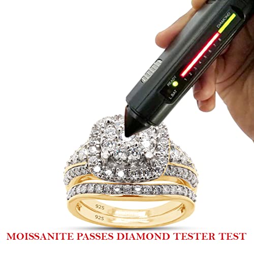 Savearth Diamonds 1 1/4 Cttw Round Cut Lab Created Moissanite Diamond Double Halo Bridal Set Wedding Ring In 14K Yellow Gold Over Sterling Silver (G-H Color, Vvs1 Clarity, 1.25 Cttw)-6.5 #TOP5