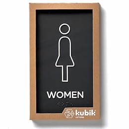 Kubik Letters Premium Women Restroom Signs for Business, ADA Unisex Bathroom Sign, Bathroom Door Signs, Modern All Toilet Gender Signs for Door with Braille