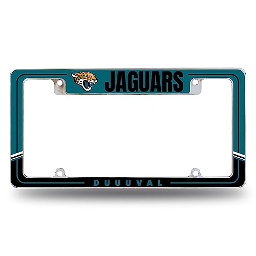 Rico Industries NFL Football Jacksonville Jaguars Two-Tone 12" x 6" Chrome All Over Automotive License Plate Frame for Car/Truck/SUV