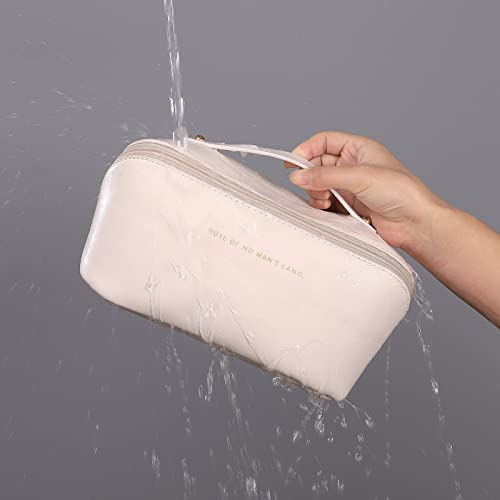 Travel Makeup Bag,Cosmetic Bag,Waterproof Portable bag for Women-Large Capacity,Milky White - Image 4