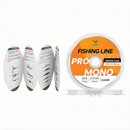 Image of Monofilament Fishing Line with Knot Guide Card, Tangle-Free Snap Ring for No More Mess, Low Memory Smooth Casting Nylon Mono String, 15 /20 /30 /50 /80LB, 220-1050 Yards