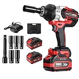 TEENO Schlagschrauber 1/2' 1300 Nm, Akku-Schlagschrauber mit 2x4.0Ah Lithium-Batterien, 5 Stecknüssen, LED-Licht und Schnellladegerät, ideal für Auto und Haushalt