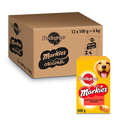 Pedigree Galletas Markies para Mimar A Tu Perro Mediano, 500 G 500 g - Pack de 12
