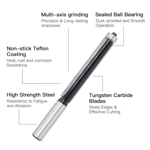 Sicwood SWFT0402US Extra Long Flush Trim Router Bit 1/2 Shank, 3-Inch Height X 1/2-Inch Diameter, Carbide Tipped thumb #2