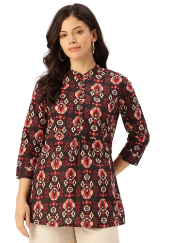 Image of feranoid Top - Mandarin Collar, 3 /4 Sleeves, Flattering Fit,Sizes (S-XXL)