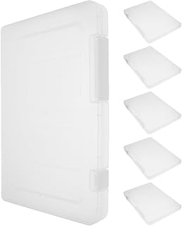 WOONEKY 6pcs Small White Plastic File Storage Boxes Portable Document Organizer with Magazine Protector for Office Filing and Paper Storage
