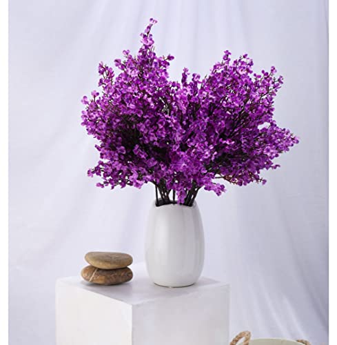 Image of SATYAM KRAFT 1 Bunch Artificial Babys Breath Gypsophila Flowers Bunch | Fabric Bouquet for Home Decor, Bouquets, Bedroom, Living Room & Festive Decor (Without vase, Purple)