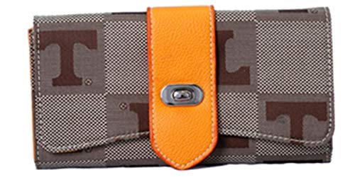 Tennessee Signature Brown Minimalist Cartoon Women's Wallet with Zipper, Compact Design, Faux Leather, 3 Sections for Credit Cards and Paper Money