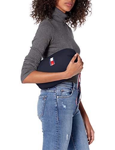 Tommy Hilfiger Women's Puffer Lightweight Hooded Jacket With Drawstring Packing Bag, Navy, Large #TOP2