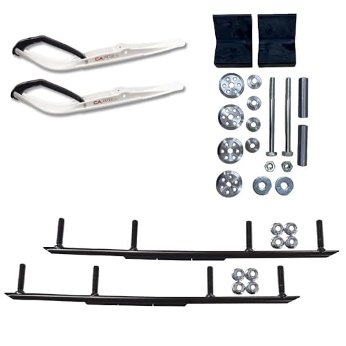 C&A Pro White Razor Snowmobile Skis w/ 4