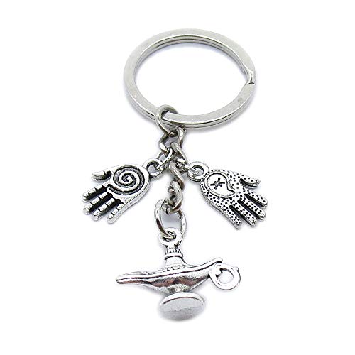 Image of 1 Piece Keychain Keyring Jewellery Clasps Suppliers TP4E3F Lamp Magic Genie Aladdin Fatima of Hand Hamsa Hamesh