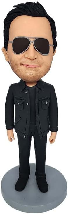 Mydedor - Figuras personalizadas de Bobble Heads, figuras de hombre casuales negras, figuras de cabeza de bobble hechas a mano, regalo de cumpleaños