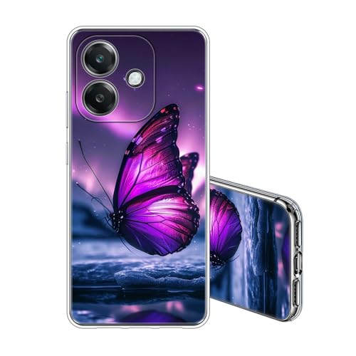 JEZSTHAI Cover Compatibile con OPPO A40 4G Custodia Trasparente in Silicone Sottile Antiurto Antigraffio Morbida TPU Bumper Protettiva Case,Farfalla Viola Design