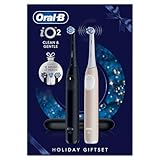 Oral-B iO Series 2 Spazzolino elettrico Duo, con 2 maniglie, 3 testine di ricambio, custodia da viaggio, 3 modalità di pulizia per la cura dei denti, spazzolino elettrico, progettato da marrone, nero