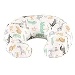 Nursing Pillow, JOVELL Ergonomic Baby Support Pillow Feeding Pillows Nursing Essentials for Bottle and Breastfeeding, Fiber Fill and Removable Cotton Breastfeeding Cover (Compact, Forest Animals)
