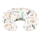 JOVELL Nursing Pillow, Ergonomic Baby Support Pillow Feeding Pillows Nursing Essentials for Bottle and Breastfeeding, Fiber Fill And Removable Cotton Breastfeeding Cover (Cute Animals, Small)