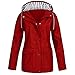 KEERADS Femmes Coupe-Vent Couleur Pure Veste De Pluie en Plein Air Grande Taille Imperméable De Poche Zipper À Capuche Imperméable(XXXXL,Rouge)