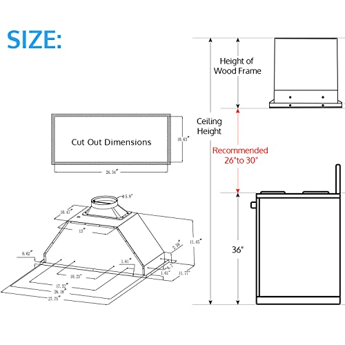 Hisohu Insert Range Hood 30 Inch / 36 Inch, 900 Cfm With Ducted Convertible Ductless(Kit Included), Stainless Stee Kitchen Vent Hood With 4 Speed Exhaust(30'', Black) #TOP6