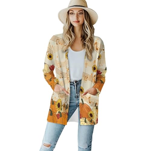 Image of Biyejit Women's Long Sleeve Open Front Cardigan Casual Loose Lightweight Cardigans with Pockets Drape Cardigan