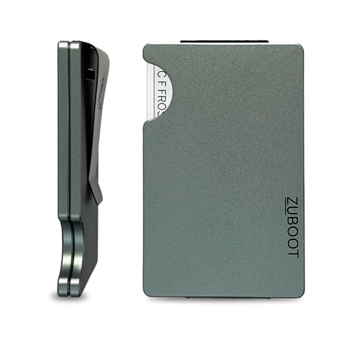 Slim RFID Wallet for Men with AirTag Holder Included – Minimalist Front Pocket Metal Wallet with Cash Clip – Durable, Lightweight Aluminum Card Holder for Daily Use (Pewter, Cash Clip)