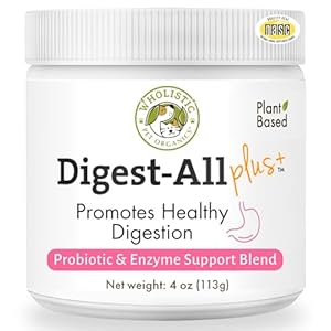 Wholistic Digest-All Plus Probiotics for Dogs with Digestive Enzymes – 4 Oz – Cat Probiotics for Digestive Health – Dog Probiotics for Digestive Health Supplement Powder for Homemade Food
