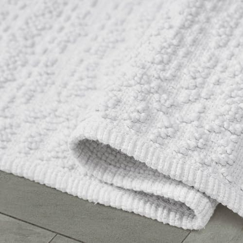 French Connection Nellore Bath Rugs, Set of 2 Woven and Beaded Bath Mats, Durable and Thick Bath Mats for Bathroom and Shower Rugs, 17" x 28" and 20" x 38", White by French Connection - Used condition - Image 3
