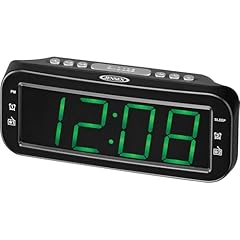 JENSEN JCR 206 Digital AM/FM Dual Alarm Clock Radio, Simple, Sleek Design with Large 1 . 8 ” Green