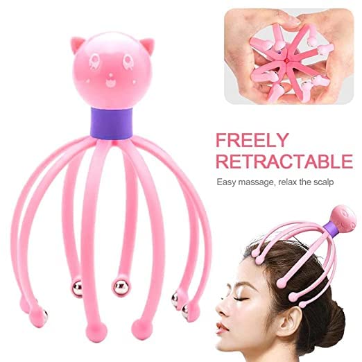 Image of Manual Head Scalp Massagers for Headache Relief,Scalp Stress Relax / 8 Roller Balls Prongs Head Massage Scratcher Deep Relaxation /Hair Stimulation - Multicolor