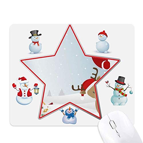 Tapis de souris nouvel an antidérapant avec motif étoile et neige