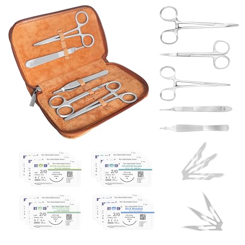 Image of Suture Practice Kit with Needle Plus Tools for Medical Student Training (12 Mixed Thread)