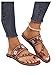 Verdusa Women's Embroidered Open Toe Slip On Flip Flop Sandals Summer Flat Sandals Brown 10.5