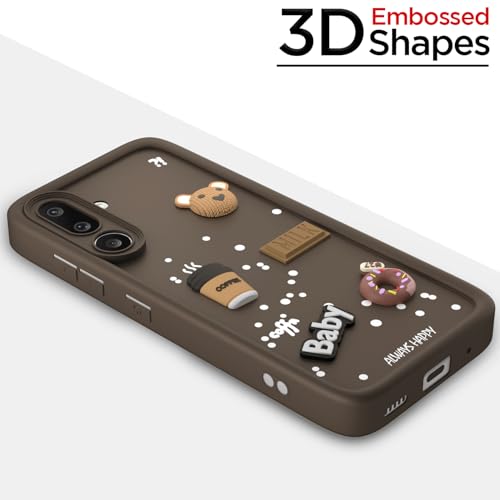 Image of Pikkme Back Cover for Samsung Galaxy M56 5G | Cute Fun Cartoon 3D Bear Silicone Full Body Protection Bumper Case (Brown)