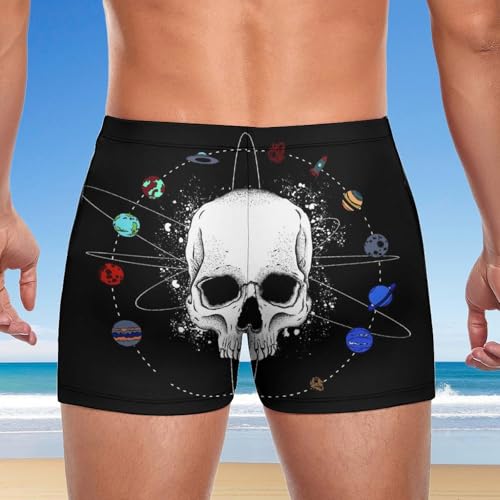 Maillot de bain boxer homme blanc Planète Crâne séchage rapide - 3