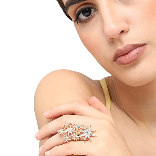 Image of SOHI Cocktail Ring for Women & Girls, Chunky Ring, Finger Ring, adjustable ring, Ladies Ring, Gold Plated Ring, aesthetic jewellery, hand ring for women