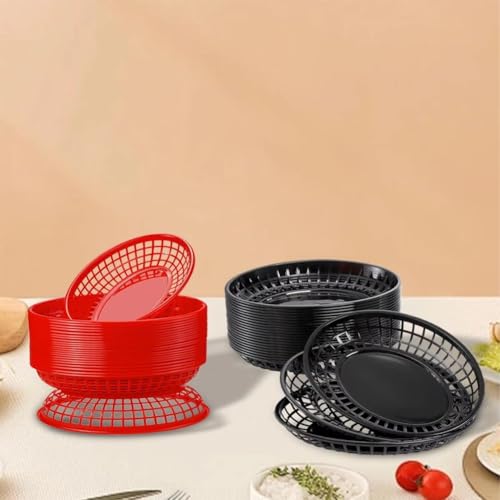 Panier de restauration rapide ovale noir réutilisable lot de 24 - 4