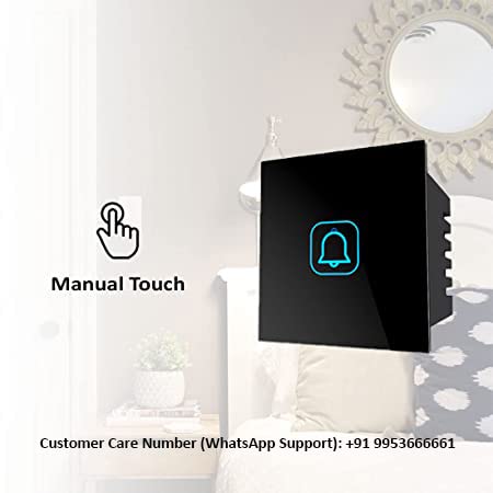 Image of Kamonk NON Smart Touch Bell Modular Switch | Elegant Touch Switches for Home and Office | Easy Installation and Reliable Performance for Modern Spaces (Black)