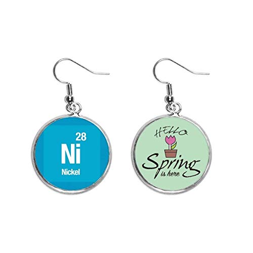 Pendientes de primavera con elemento químico de ciencia para lucir en el campus universitario