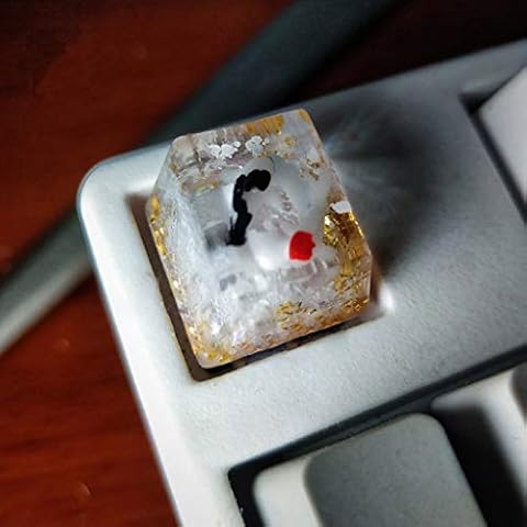 Obokidly Customized Keycaps Handmade Gradient White-Gold Koi Fish Keycap OEM Resin Key Cap Mechanical Keyboard Artisan Keycaps For Cherry MX Keyboard,Only Keycaps (A-1U) Cover