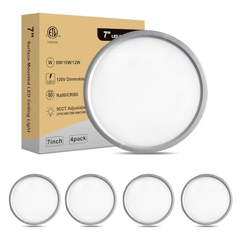 Wembanma 7 Inch LED Ceiling Light, Dimmable 2700K/3000K/3500K/4000K/5000K Selectable, Ultra